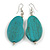 Lucky Beans Teal Painted Wooden Drop Earrings - 65mm Long - view 6