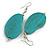 Lucky Beans Teal Painted Wooden Drop Earrings - 65mm Long - view 2