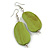 Lucky Beans Lime Green Painted Wooden Drop Earrings - 65mm Long - view 4