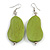 Lucky Beans Lime Green Painted Wooden Drop Earrings - 65mm Long - view 6