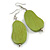 Lucky Beans Lime Green Painted Wooden Drop Earrings - 65mm Long - view 7