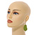 Lucky Beans Lime Green Painted Wooden Drop Earrings - 65mm Long - view 3
