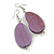 Lucky Beans Lilac Purple Painted Wooden Drop Earrings - 65mm Long - view 4