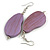 Lucky Beans Lilac Purple Painted Wooden Drop Earrings - 65mm Long - view 2