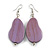 Lucky Beans Lilac Purple Painted Wooden Drop Earrings - 65mm Long - view 6