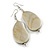 Lucky Beans Metallic Silver Painted Wooden Drop Earrings - 65mm Long - view 4