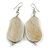 Lucky Beans Metallic Silver Painted Wooden Drop Earrings - 65mm Long - view 6