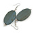 Antique Grey Painted Wood Oval Drop Earrings - 70mm Long - view 6
