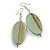 Antique Mint Washed Wood Oval Drop Earrings - 70mm L - view 4