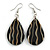 60mm L/Black/Brown Teardrop Shape Sea Shell Earrings/Handmade/ Slight Variation In Colour/Natural Irregularities