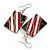 50mm L/Red/Black/White Square Shape Sea Shell Earrings/Handmade/ Slight Variation In Colour/Natural Irregularities - view 2
