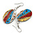55mm L/Multicoloured Oval Shape Sea Shell Earrings/Handmade/ Slight Variation In Colour/Natural Irregularities - view 2
