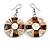 50mm L/White/Cream/Brown Round Shape Sea Shell Earrings/Handmade/ Slight Variation In Colour/Natural Irregularities - view 2