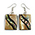 50mm L/Brown/Black/Abalone Square Shape Sea Shell Earrings/Handmade/ Slight Variation In Colour/Natural Irregularities