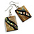 50mm L/Brown/Black/Abalone Square Shape Sea Shell Earrings/Handmade/ Slight Variation In Colour/Natural Irregularities - view 2