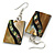 50mm L/Brown/Black/Abalone Square Shape Sea Shell Earrings/Handmade/ Slight Variation In Colour/Natural Irregularities - view 4
