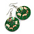50mm L/Green/Natural/Abalone Round Shape Sea Shell Earrings/Handmade/ Slight Variation In Colour/Natural Irregularities - view 4