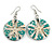 50mm L/Teal/White/Cream Round Shape Sea Shell Earrings/Handmade/ Slight Variation In Colour/Natural Irregularities - view 2