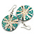 50mm L/Teal/White/Cream Round Shape Sea Shell Earrings/Handmade/ Slight Variation In Colour/Natural Irregularities - view 4