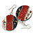 50mm L/Black/Red/White Round Shape Sea Shell Earrings/Handmade/ Slight Variation In Colour/Natural Irregularities - view 4