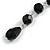 Long Black Faceted Glass Bead Drop Earrings In Silver Tone - 8cm L - view 5