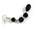 Long Black Faceted Glass Bead Drop Earrings In Silver Tone - 8cm L - view 6