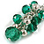 Green Glass and Silver Metal Bead Drop Earrings In Silver Tone - 55mm L - view 6