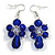 Blue Glass Bead Drop Earrings In Gold Tone - 55mm L