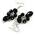Black Glass Bead Drop Earrings In Gold Tone - 55mm L - view 4