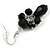 Black Glass Bead Drop Earrings In Gold Tone - 55mm L - view 5