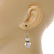 Transparent Double Glass with Crystal Ring Drop Earrings In Silver Tone - 40mm L - view 4
