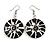 50mm L/Black/White/Cream Round Shape Sea Shell Earrings/Handmade/ Slight Variation In Colour/Natural Irregularities - view 2