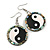 50mm L/Black/White/Abalone Round Sea Shell Yin Yang Earrings/Handmade/ Slight Variation In Colour/Natural Irregularities