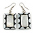 50mm L/Black/Silver/Grey Rectangular Shape Sea Shell Earrings/Handmade/ Slight Variation In Colour/Natural Irregularities - view 4