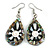 60mm L/Black/White/Abalone Teardrop Shape Sea Shell Earrings/Handmade/ Slight Variation In Colour/Natural Irregularities