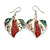 50mm L/Teal/Red/White Heart Shape Sea Shell Earrings/Handmade/ Slight Variation In Colour/Natural Irregularities - view 2