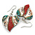 50mm L/Teal/Red/White Heart Shape Sea Shell Earrings/Handmade/ Slight Variation In Colour/Natural Irregularities - view 6