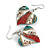 50mm L/Teal/Red/White Heart Shape Sea Shell Earrings/Handmade/ Slight Variation In Colour/Natural Irregularities - view 3