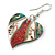50mm L/Teal/Red/White Heart Shape Sea Shell Earrings/Handmade/ Slight Variation In Colour/Natural Irregularities - view 7