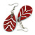 60mm L/Red/White/Abalone Teardrop Shape Sea Shell Earrings/Handmade/ Slight Variation In Colour/Natural Irregularities - view 4