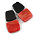 50mm Long Geometric Acrylic Drop Clip On Earings in Silver Tone in Black/Red - view 2
