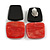 50mm Long Geometric Acrylic Drop Clip On Earings in Silver Tone in Black/Red - view 4