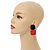 50mm Long Geometric Acrylic Drop Clip On Earings in Silver Tone in Black/Red - view 3