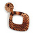 Trendy Square Animal Print Acrylic Drop Earrings In Brown - 60mm L - view 4