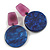60mm Long Coin Acrylic Drop Clip On Earings in Silver Tone in Purple/Blue - view 2