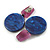 60mm Long Coin Acrylic Drop Clip On Earings in Silver Tone in Purple/Blue - view 6