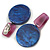 60mm Long Coin Acrylic Drop Clip On Earings in Silver Tone in Purple/Blue - view 4