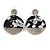 45mm Curvy Round Acrylic Drop Earrings in Silver Tone in Black/White/Grey - view 2