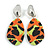 80mm Large Multicoloured Acrylic Oval Disk Drop Earrings In Silver Tone