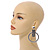 Long Silver Tone Acrylic Hoop Earrings with Cheetah Print - 80mm L - view 3